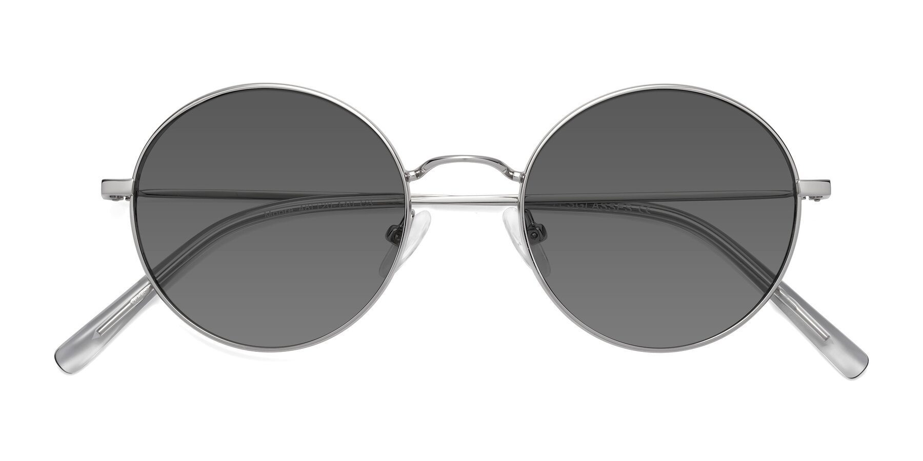 Folded Front of Moore in Silver with Medium Gray Tinted Lenses