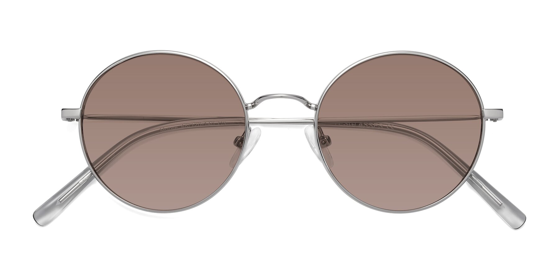 Folded Front of Moore in Silver with Medium Brown Tinted Lenses