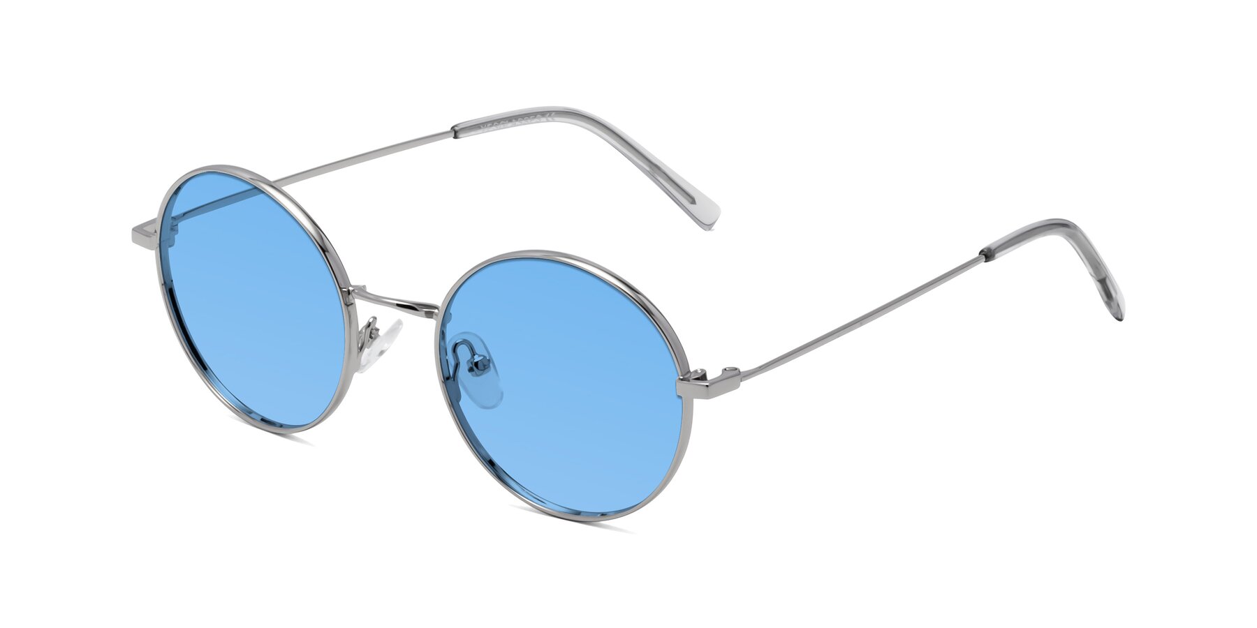 Angle of Moore in Silver with Medium Blue Tinted Lenses