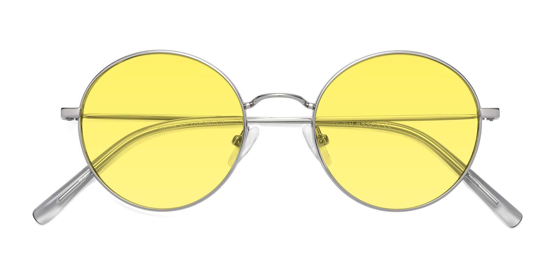 Folded Front of Moore in Silver with Medium Yellow Tinted Lenses