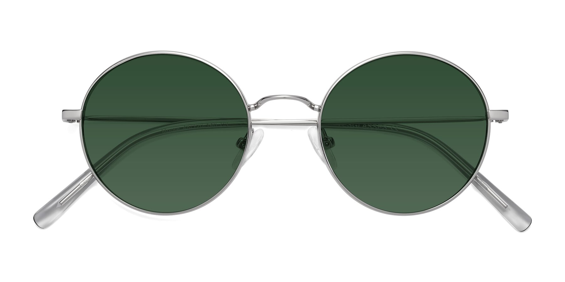 Folded Front of Moore in Silver with Green Tinted Lenses