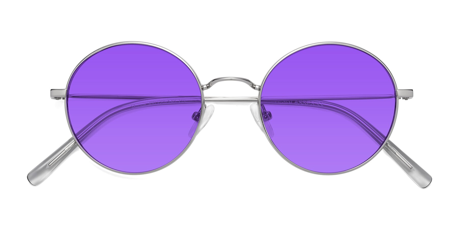 Folded Front of Moore in Silver with Purple Tinted Lenses