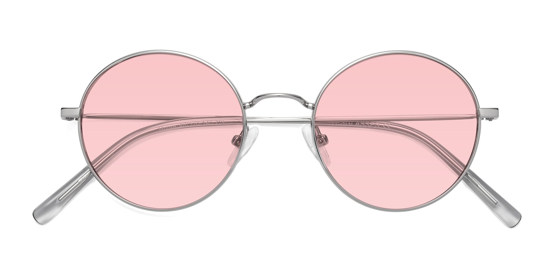 Folded Front of Moore in Silver with Light Garnet Tinted Lenses