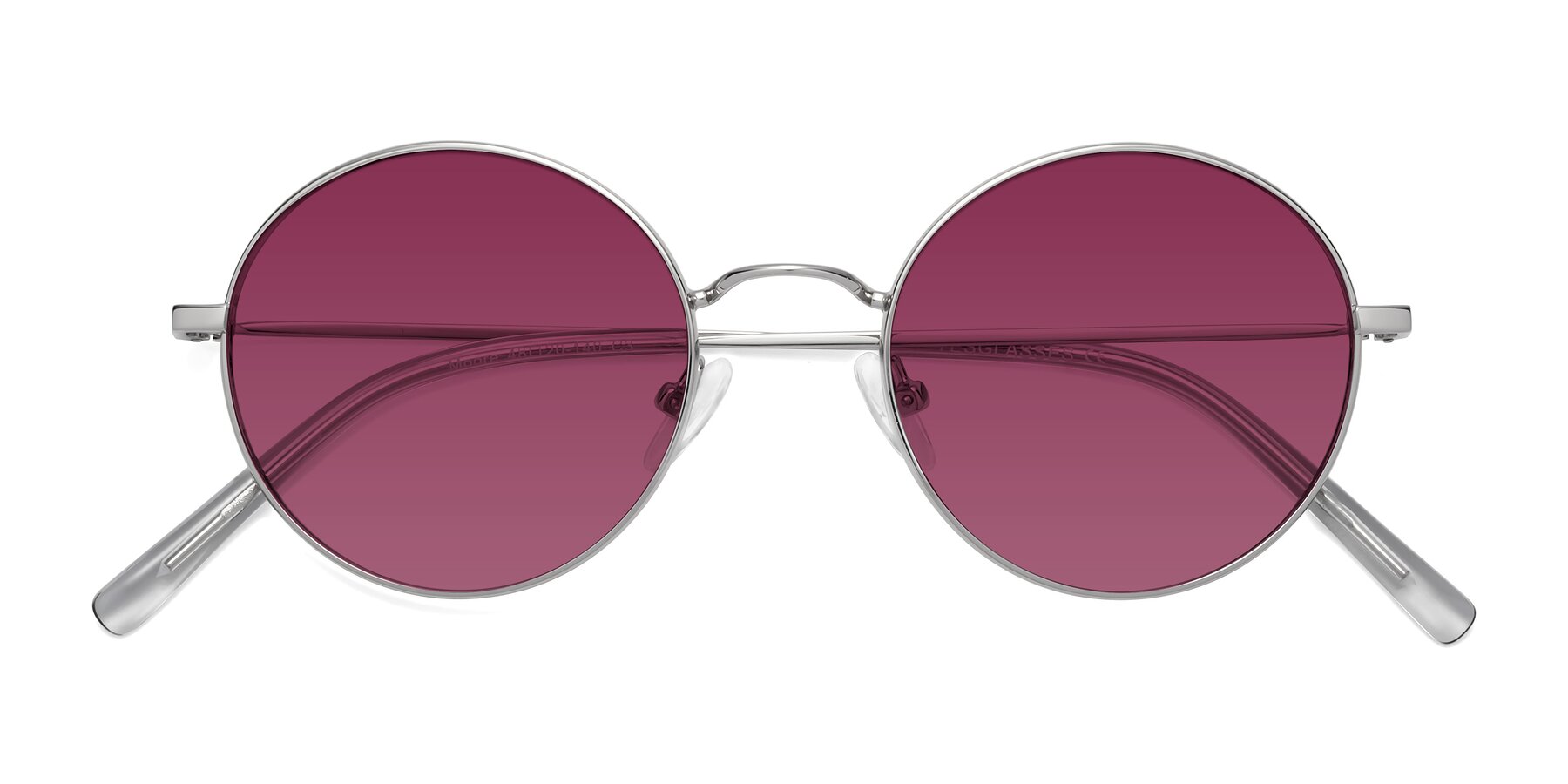 Folded Front of Moore in Silver with Wine Tinted Lenses