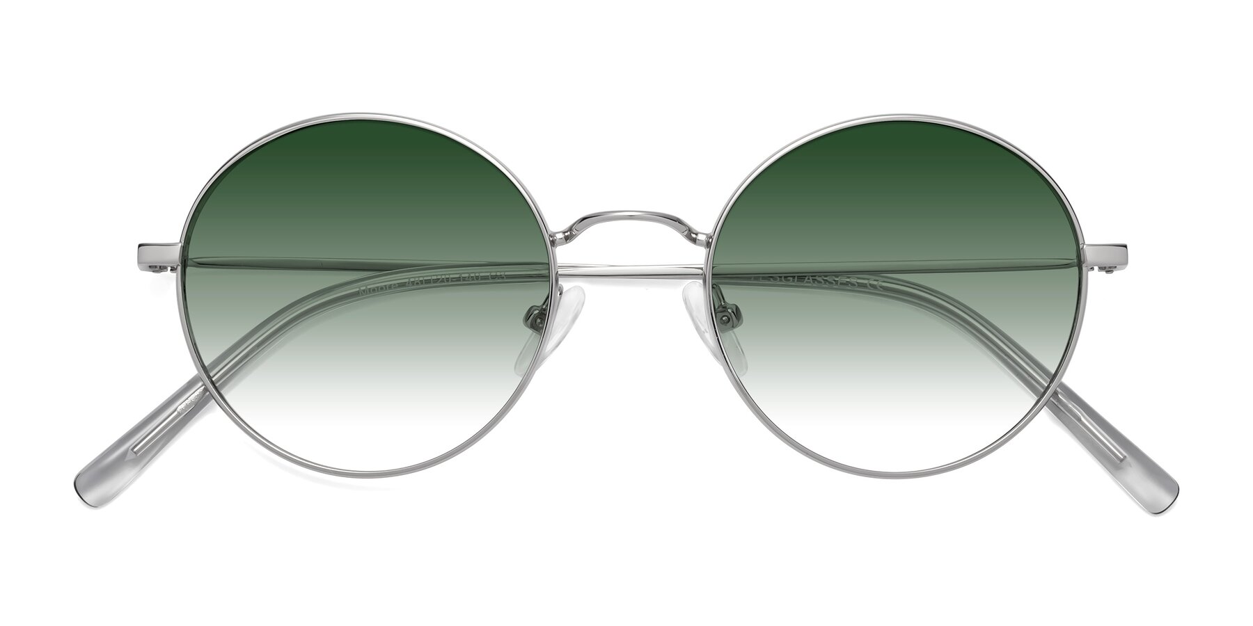 Folded Front of Moore in Silver with Green Gradient Lenses