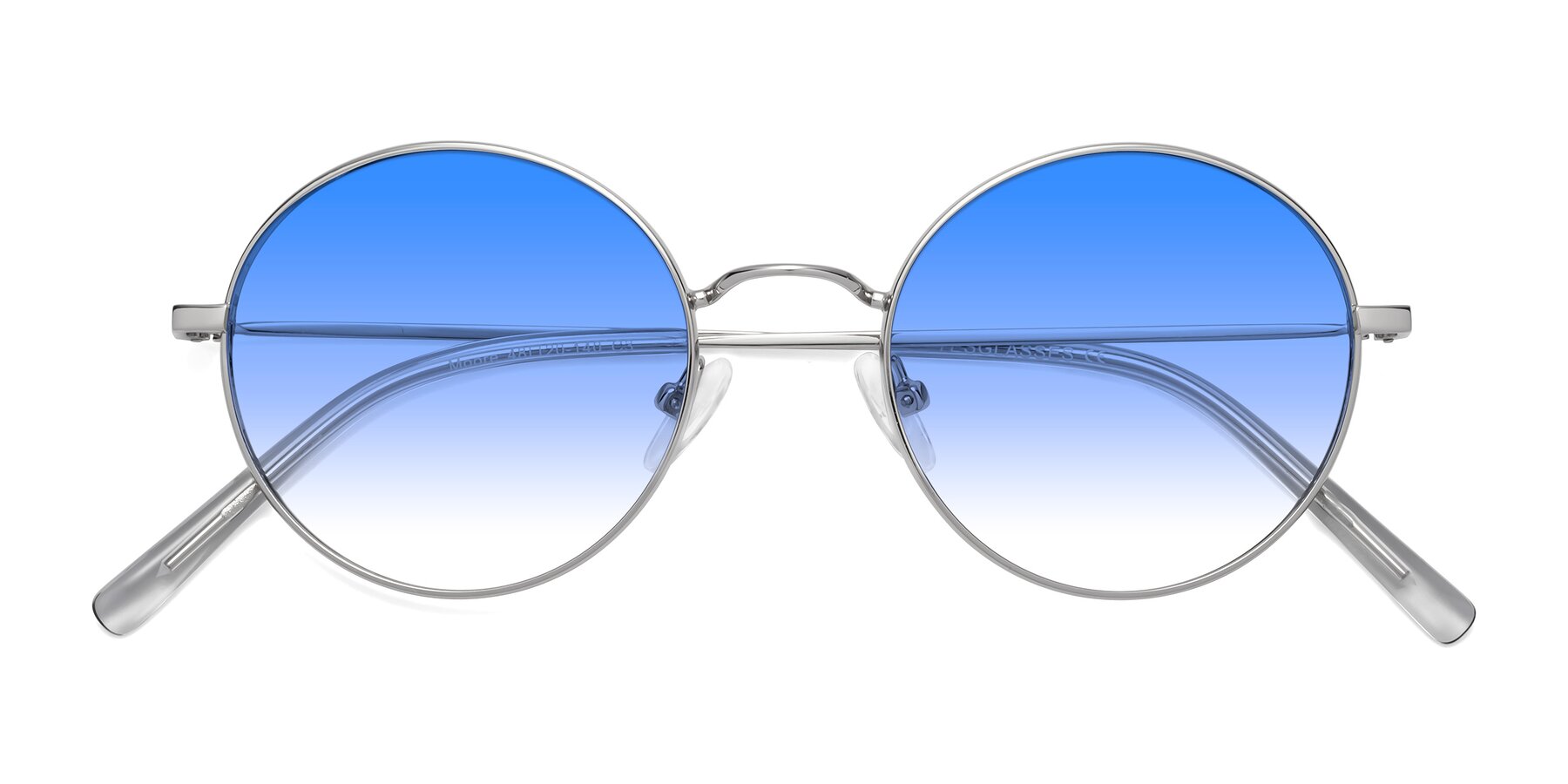 Folded Front of Moore in Silver with Blue Gradient Lenses