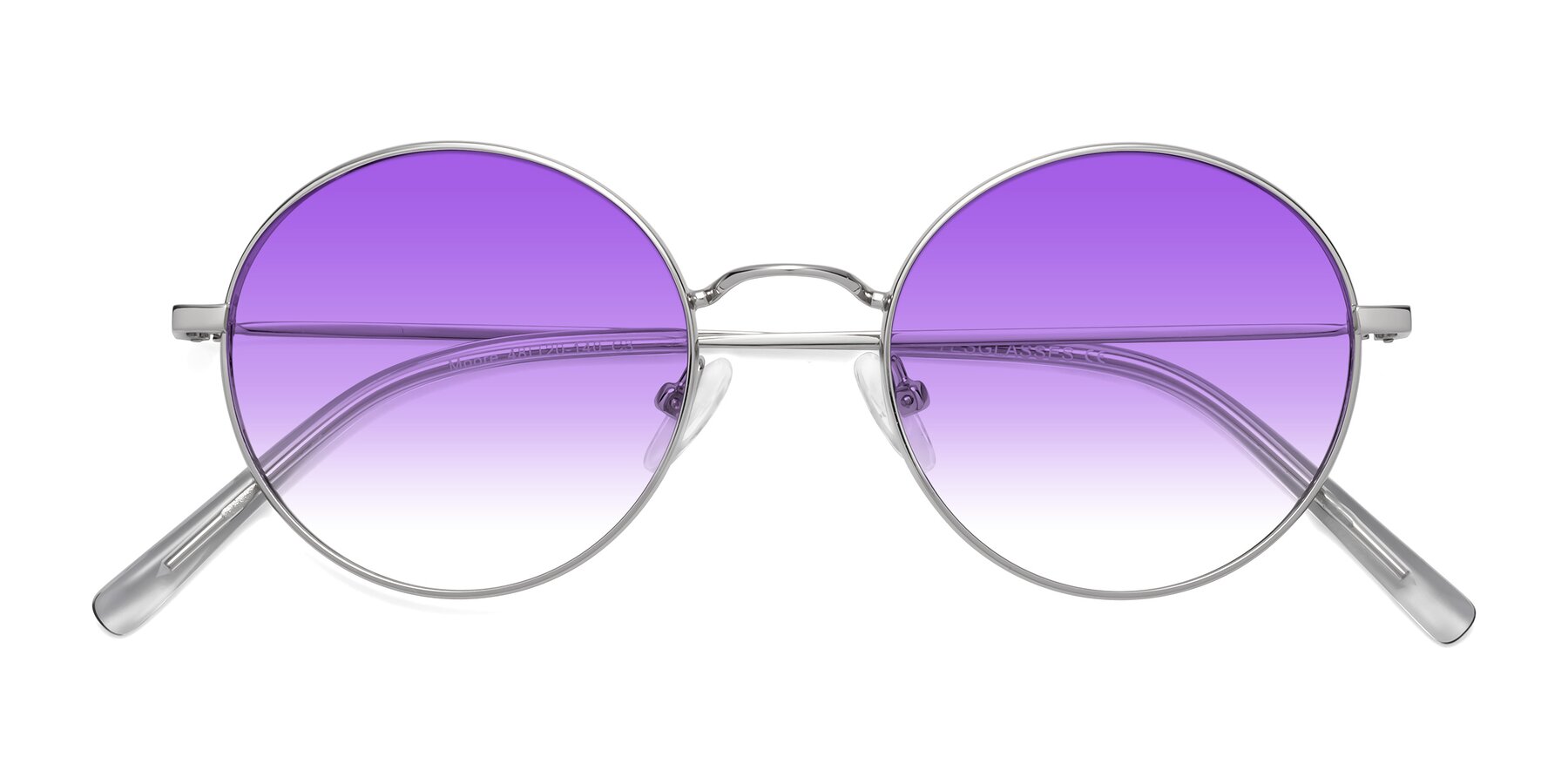 Folded Front of Moore in Silver with Purple Gradient Lenses