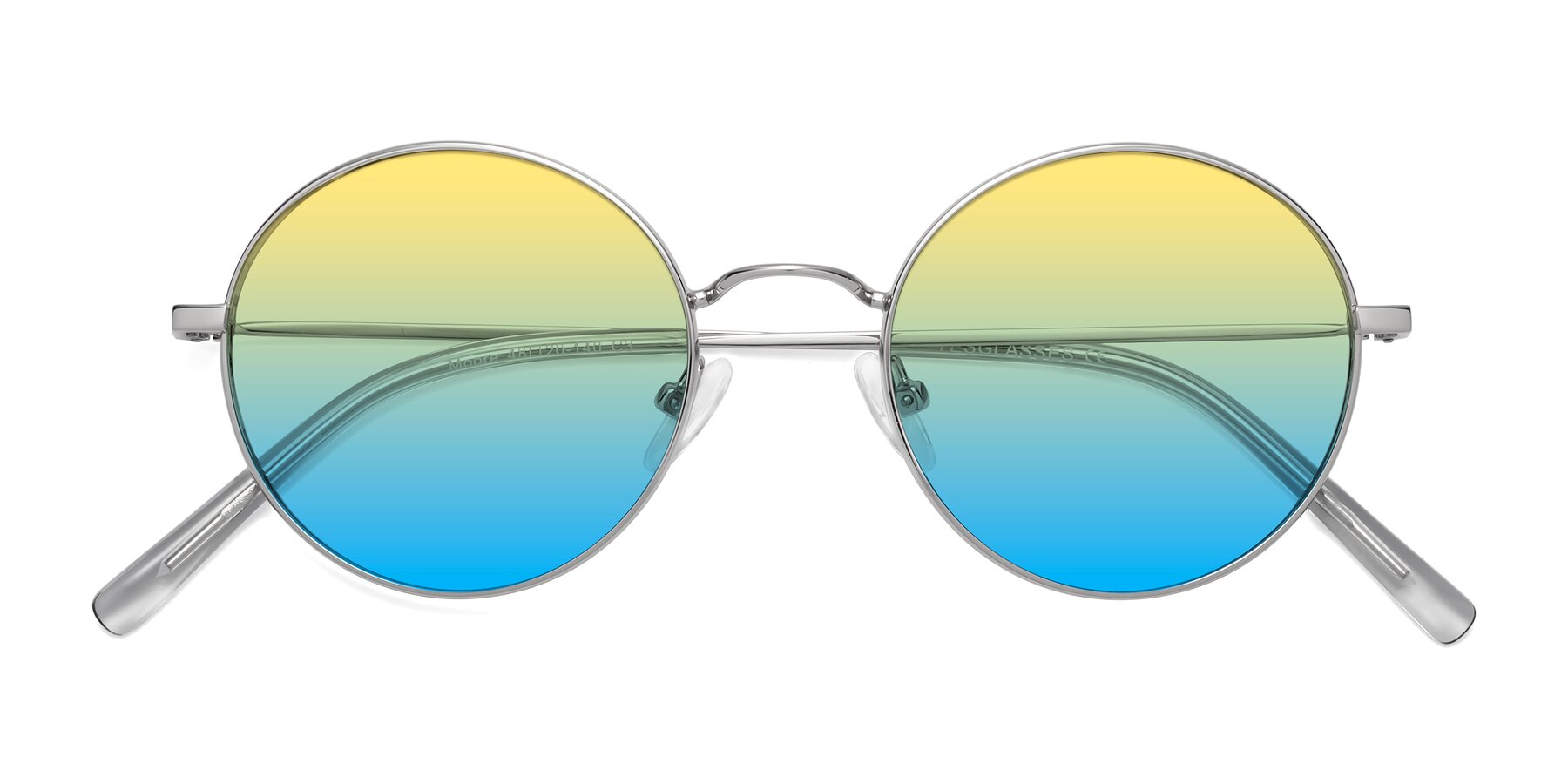 Folded Front of Moore in Silver with Yellow / Blue Gradient Lenses