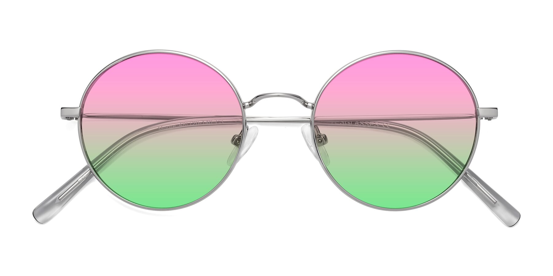 Folded Front of Moore in Silver with Pink / Green Gradient Lenses