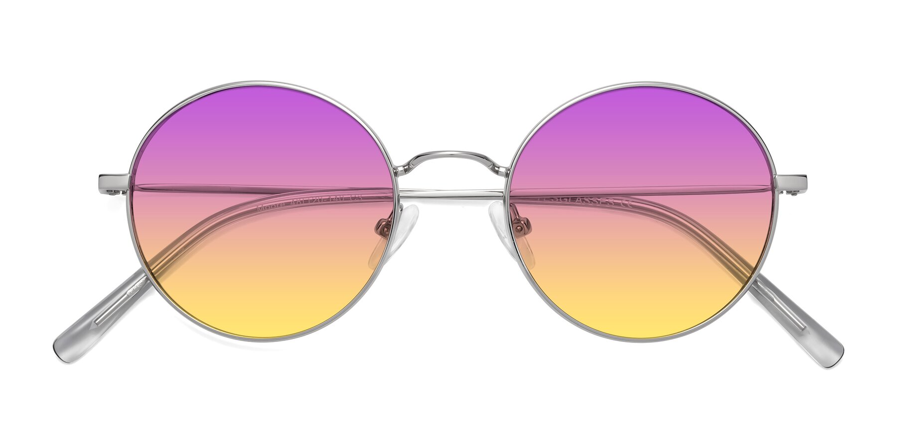 Folded Front of Moore in Silver with Purple / Yellow Gradient Lenses