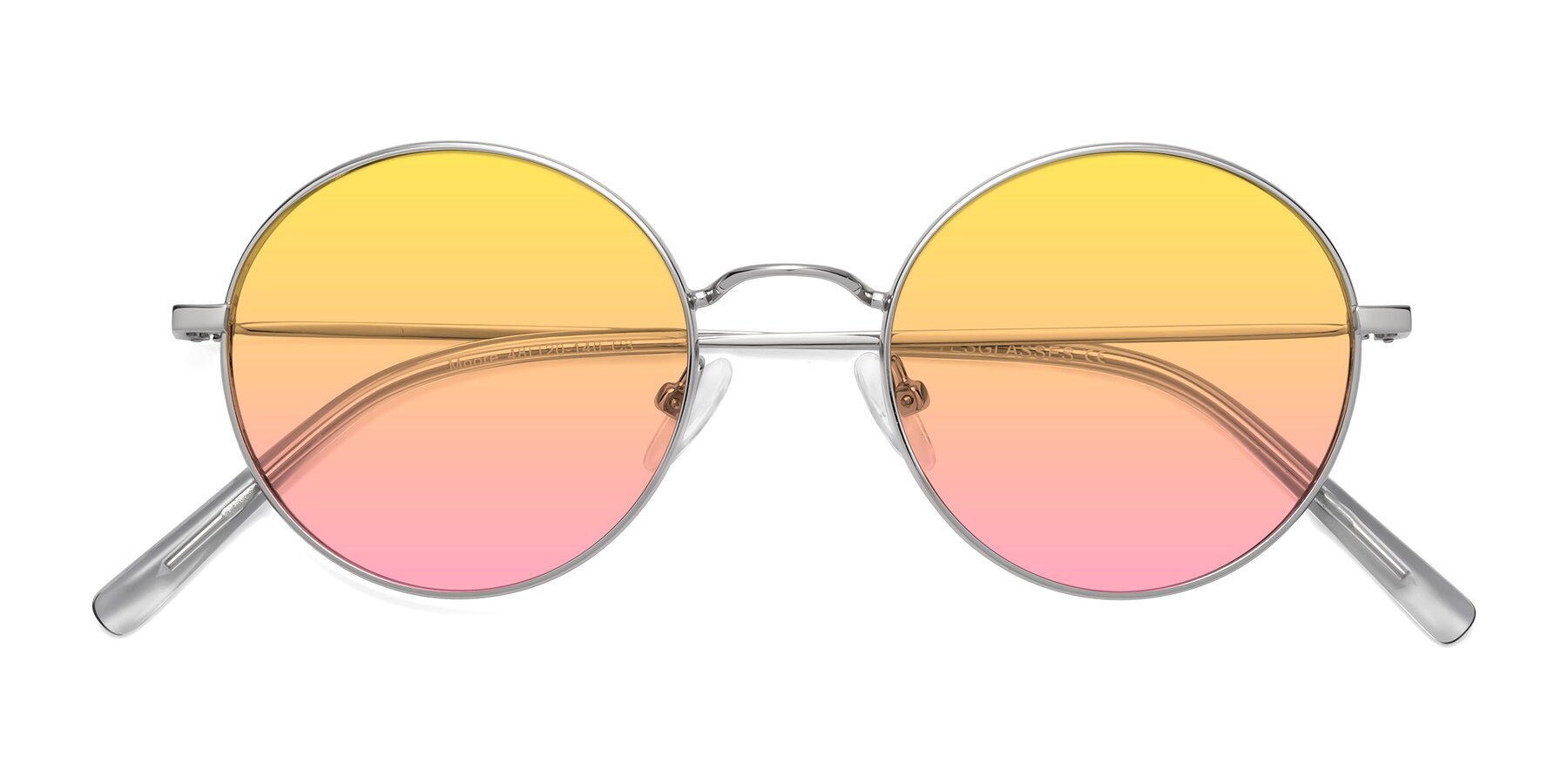 Folded Front of Moore in Silver with Yellow / Pink Gradient Lenses