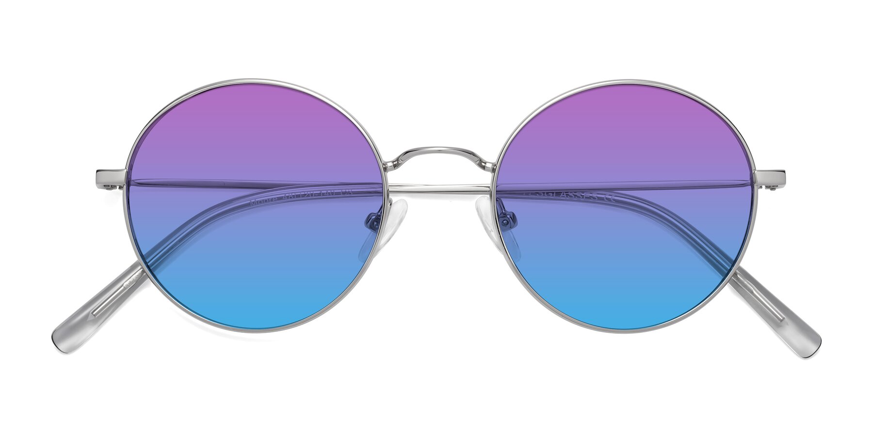 Folded Front of Moore in Silver with Purple / Blue Gradient Lenses