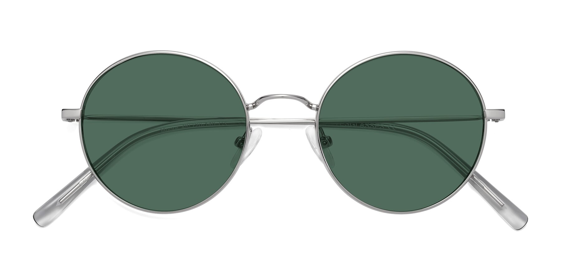 Folded Front of Moore in Silver with Green Polarized Lenses