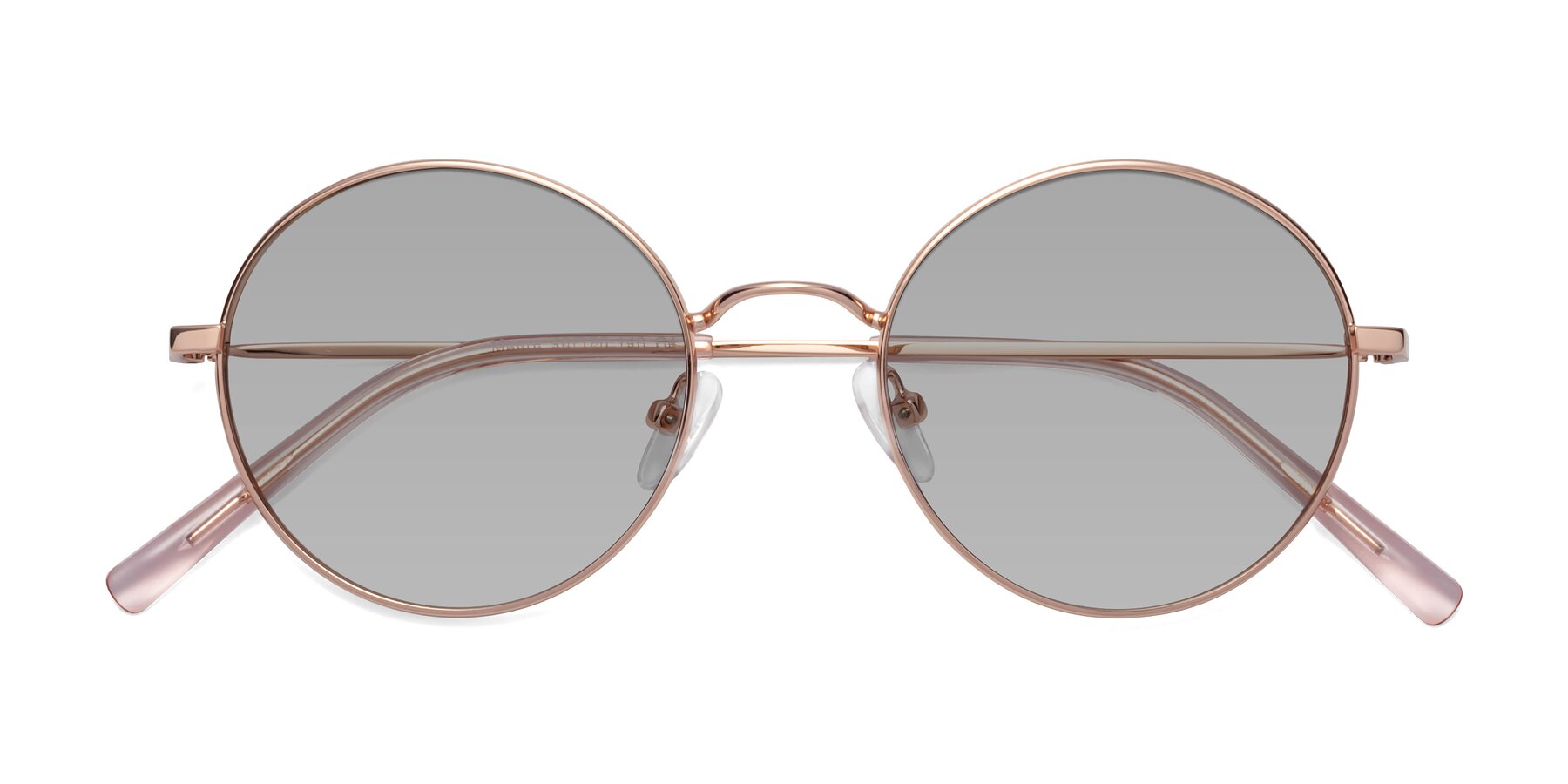 Folded Front of Moore in Rose Gold with Light Gray Tinted Lenses