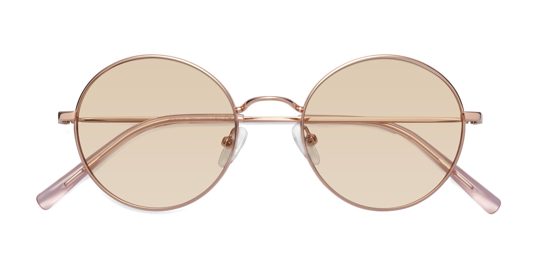 Folded Front of Moore in Rose Gold with Light Brown Tinted Lenses