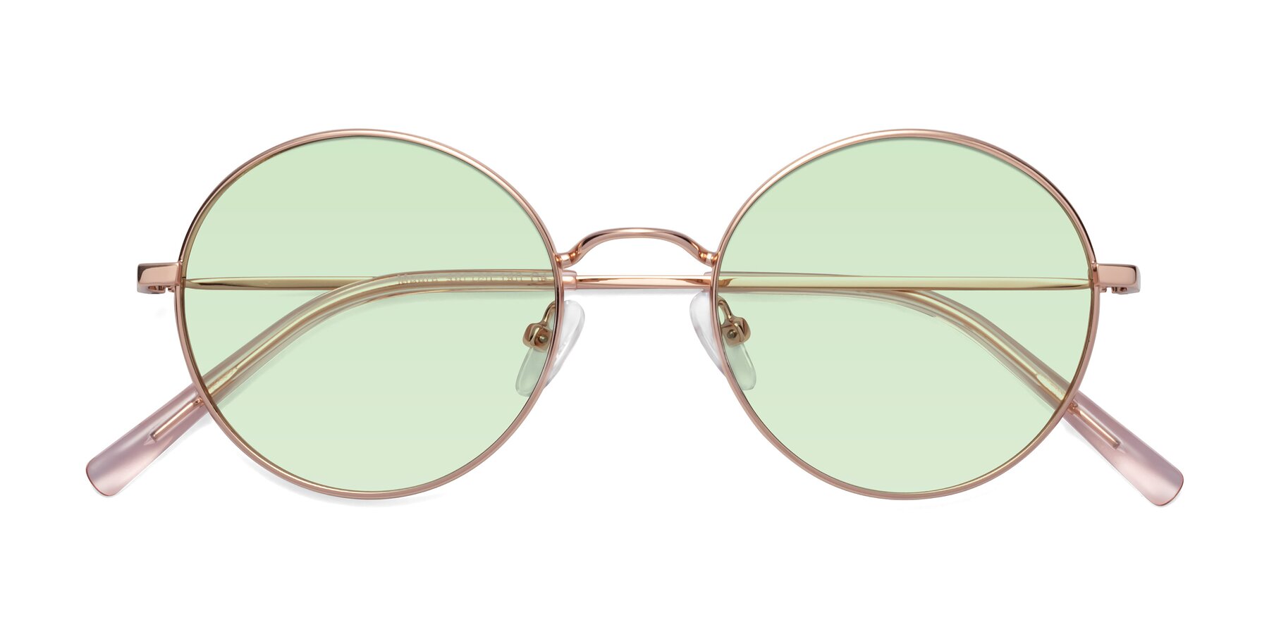 Folded Front of Moore in Rose Gold with Light Green Tinted Lenses