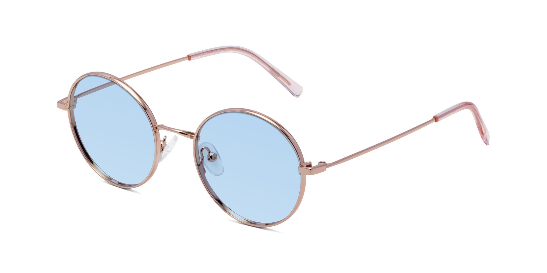 Angle of Moore in Rose Gold with Light Blue Tinted Lenses