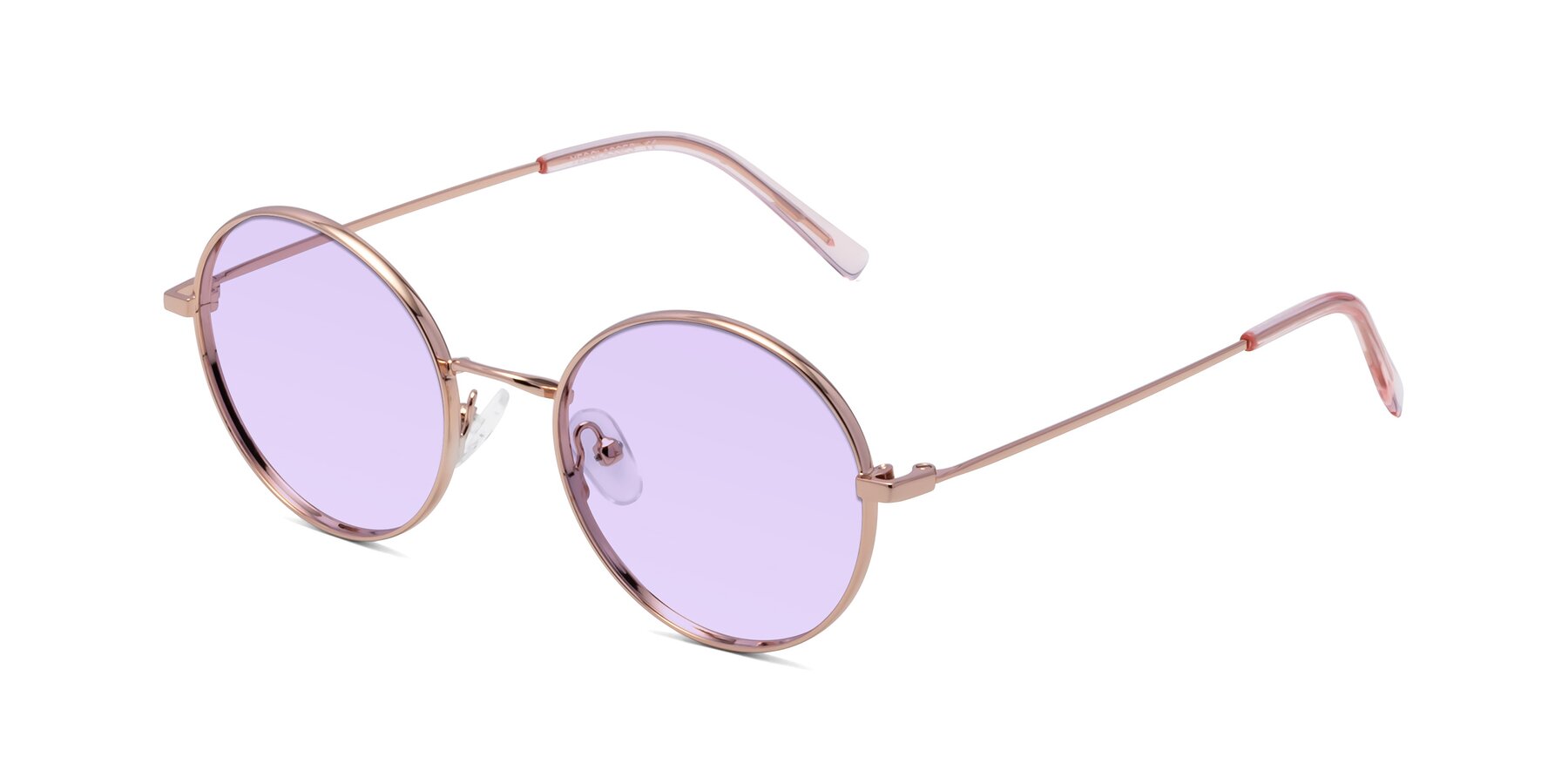 Angle of Moore in Rose Gold with Light Purple Tinted Lenses