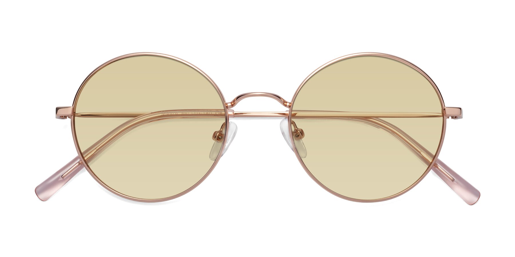 Folded Front of Moore in Rose Gold with Light Champagne Tinted Lenses