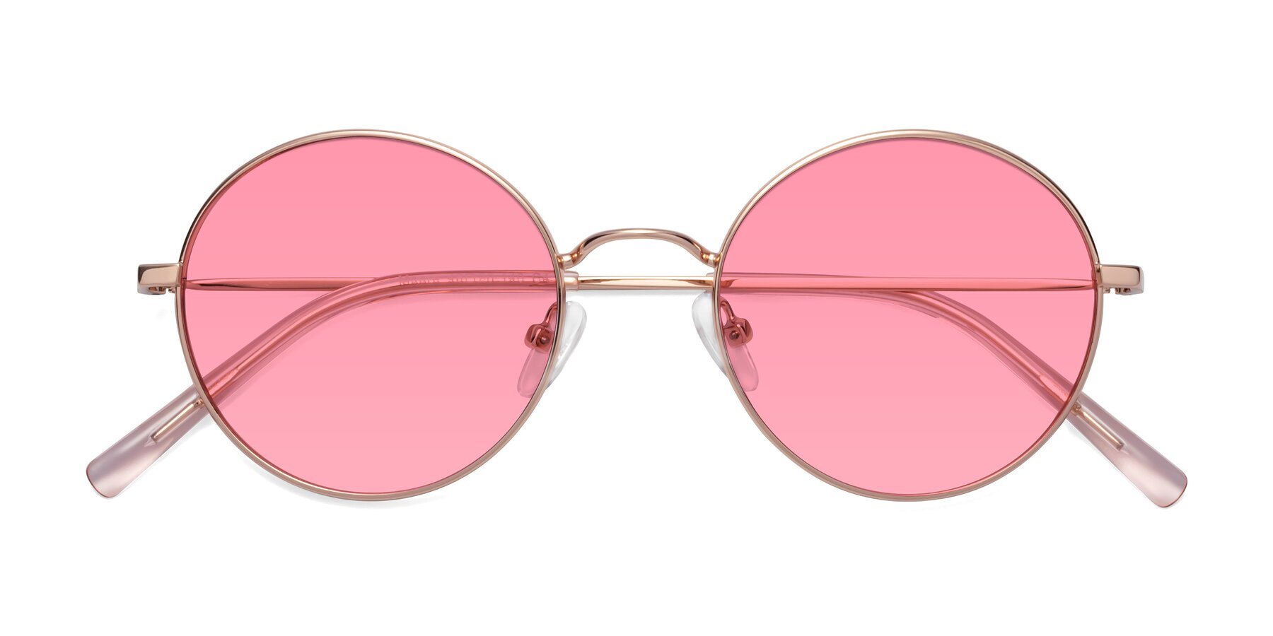 Folded Front of Moore in Rose Gold with Pink Tinted Lenses
