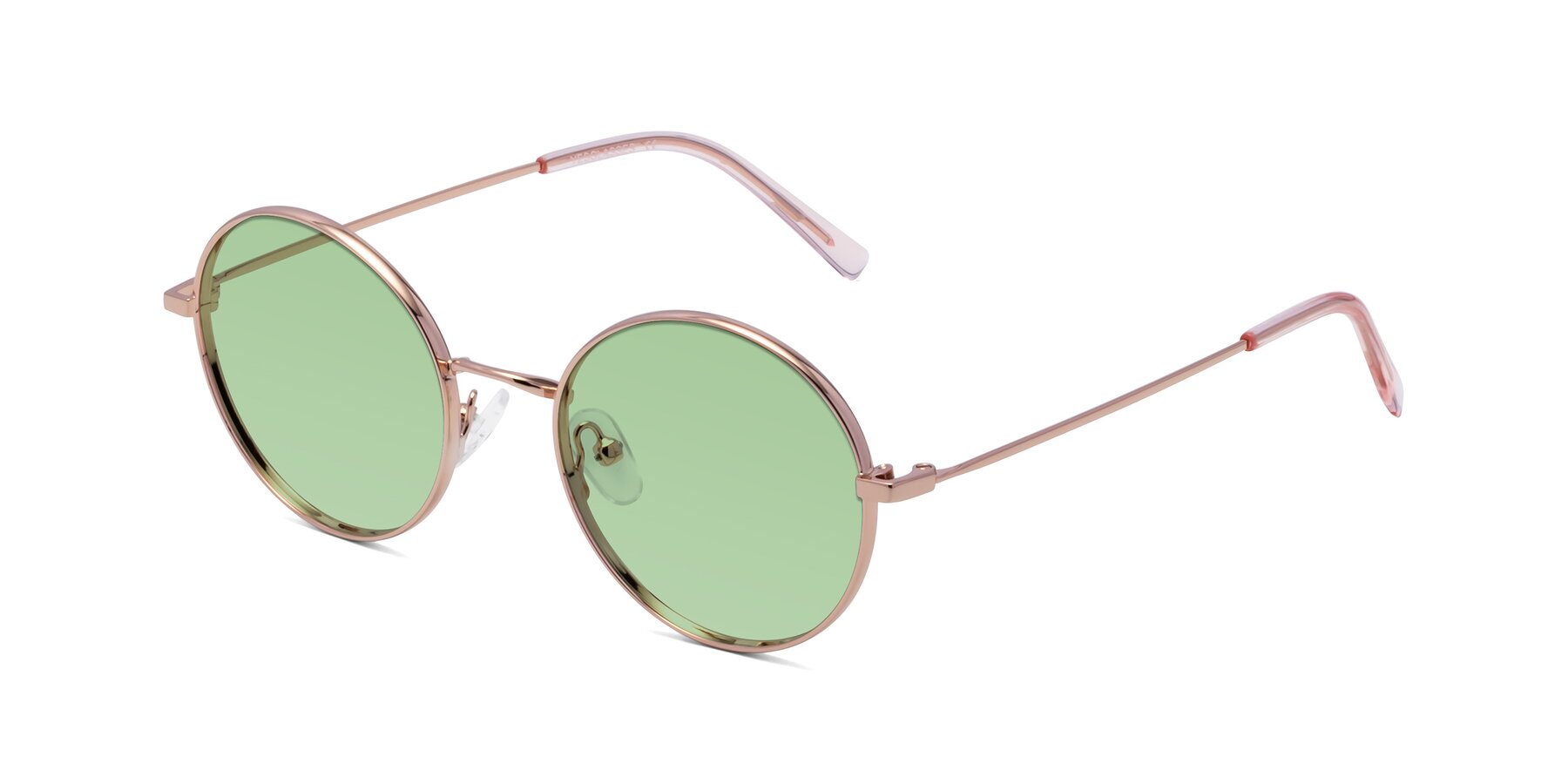 Angle of Moore in Rose Gold with Medium Green Tinted Lenses
