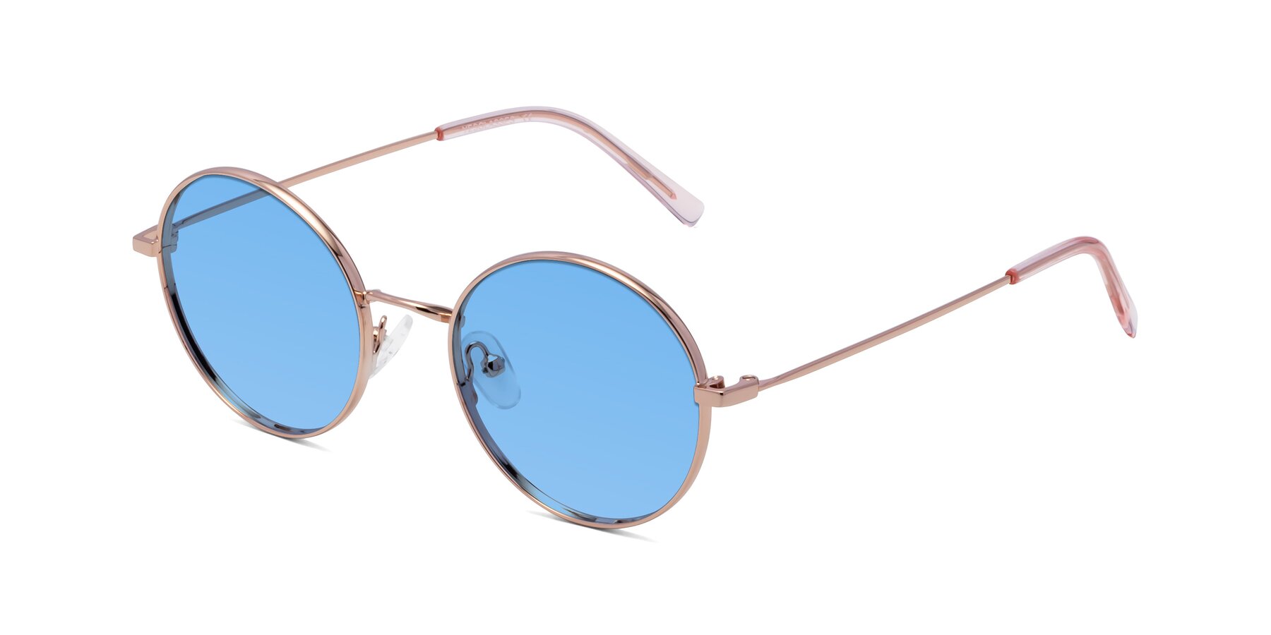 Angle of Moore in Rose Gold with Medium Blue Tinted Lenses