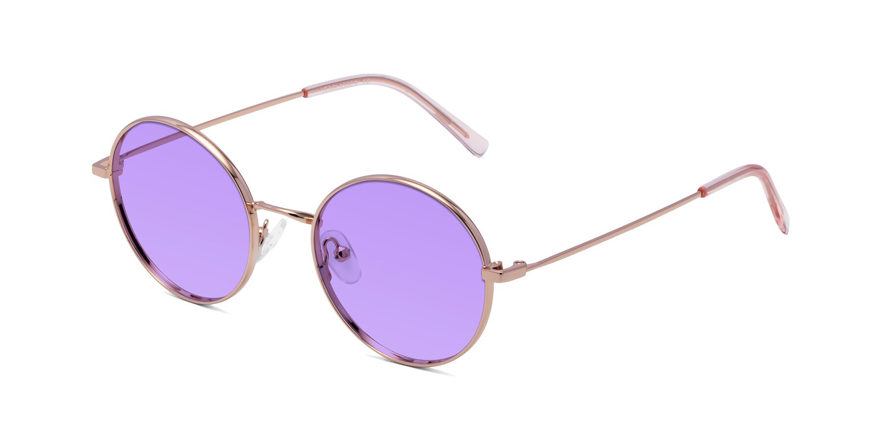 Angle of Moore in Rose Gold with Medium Purple Tinted Lenses