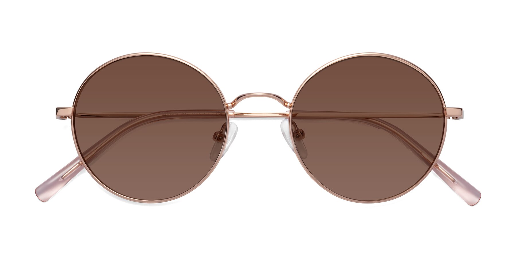 Folded Front of Moore in Rose Gold with Brown Tinted Lenses