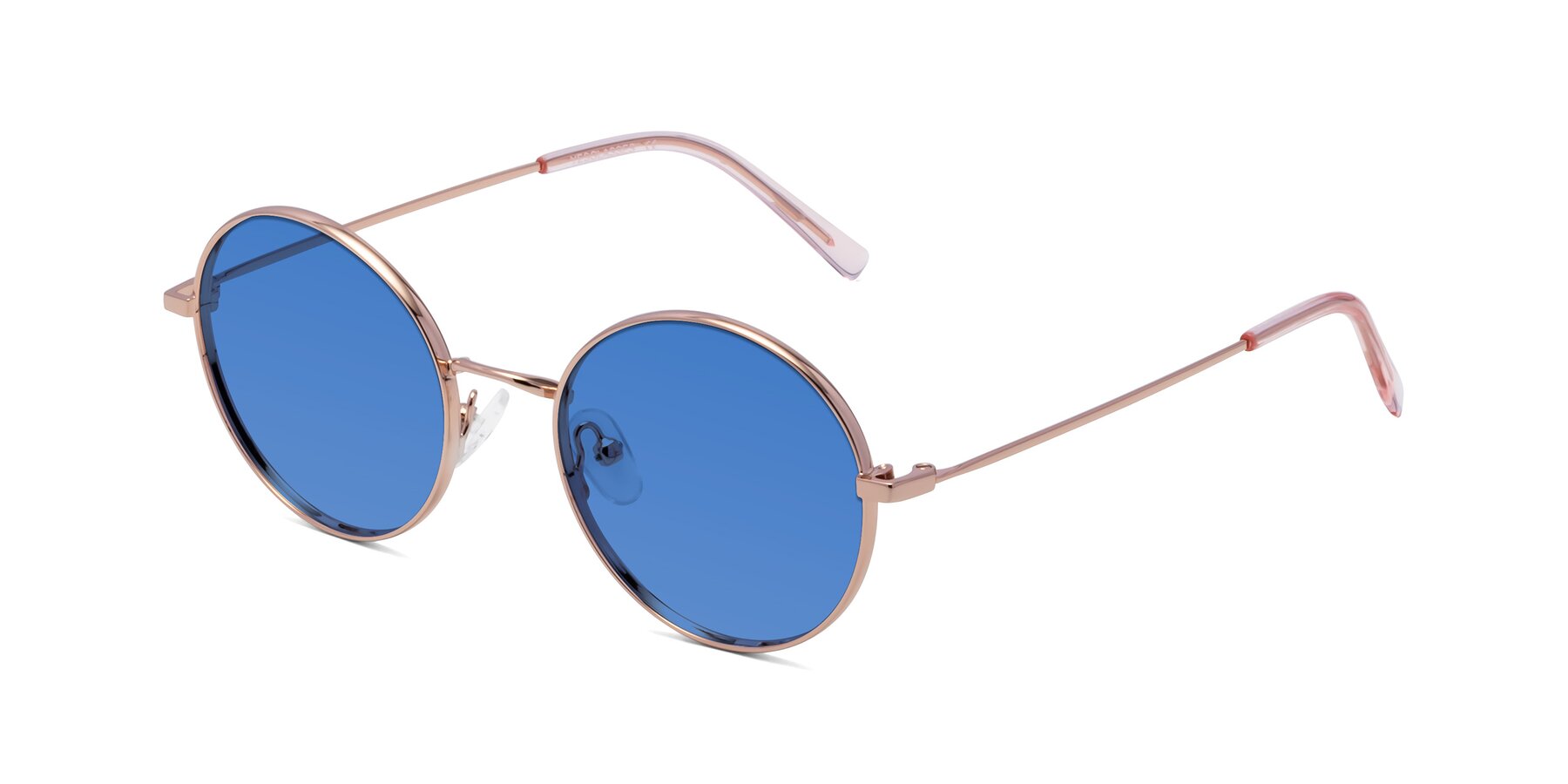 Angle of Moore in Rose Gold with Blue Tinted Lenses