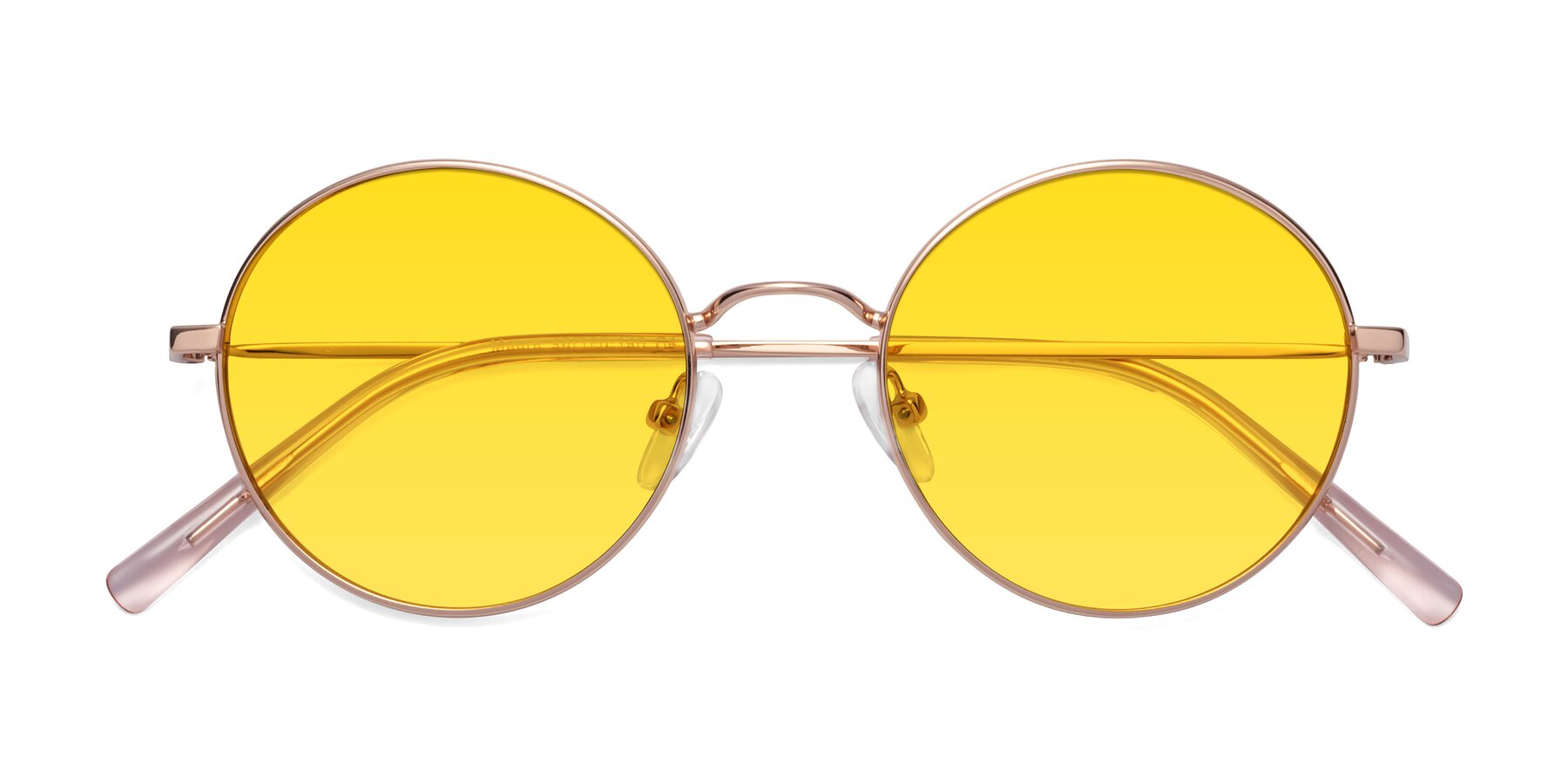 Folded Front of Moore in Rose Gold with Yellow Tinted Lenses