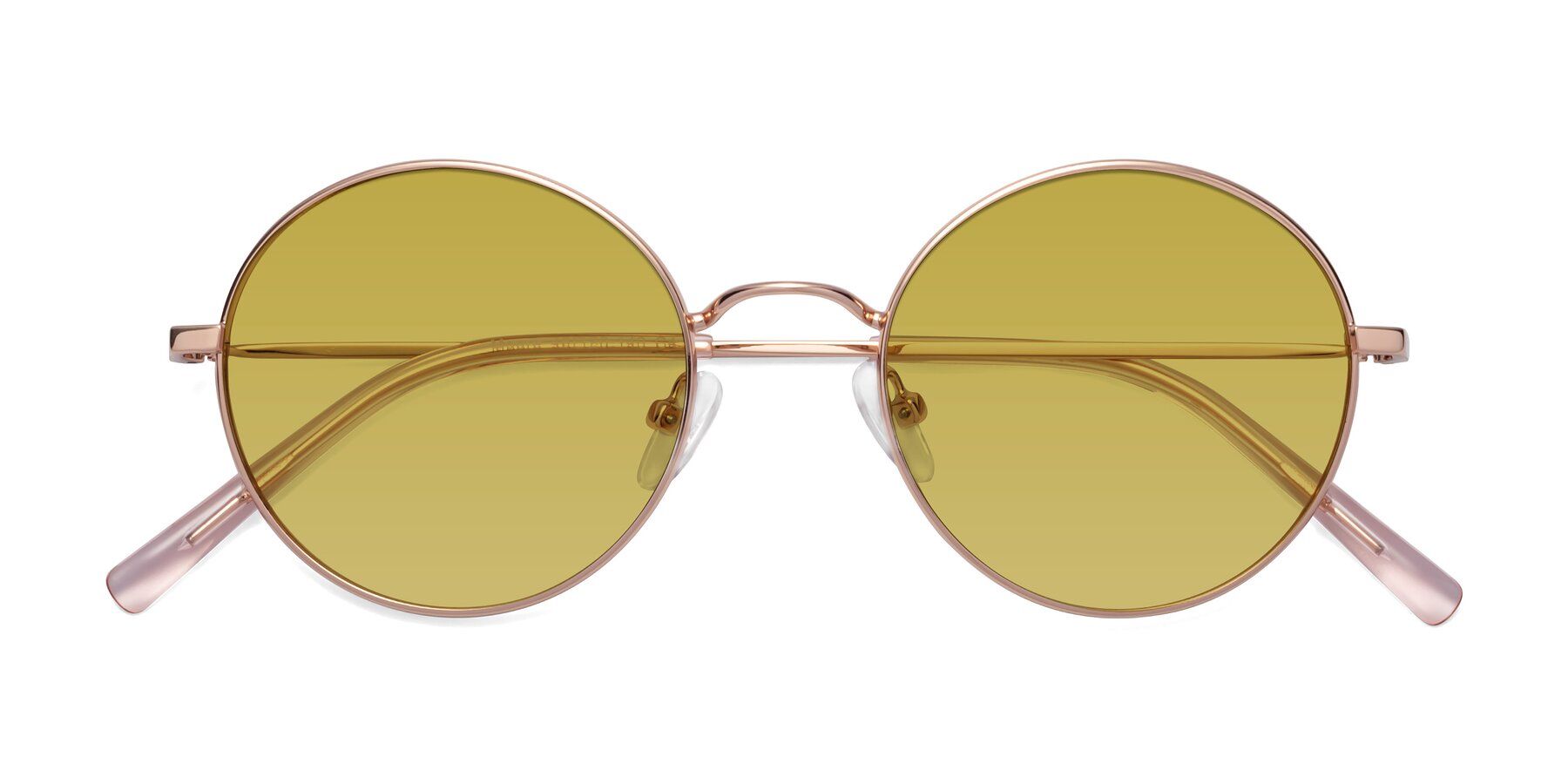 Folded Front of Moore in Rose Gold with Champagne Tinted Lenses
