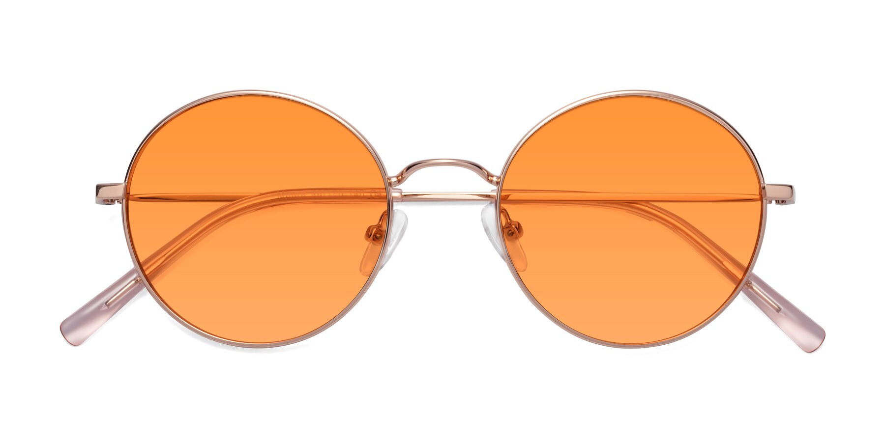 Folded Front of Moore in Rose Gold with Orange Tinted Lenses