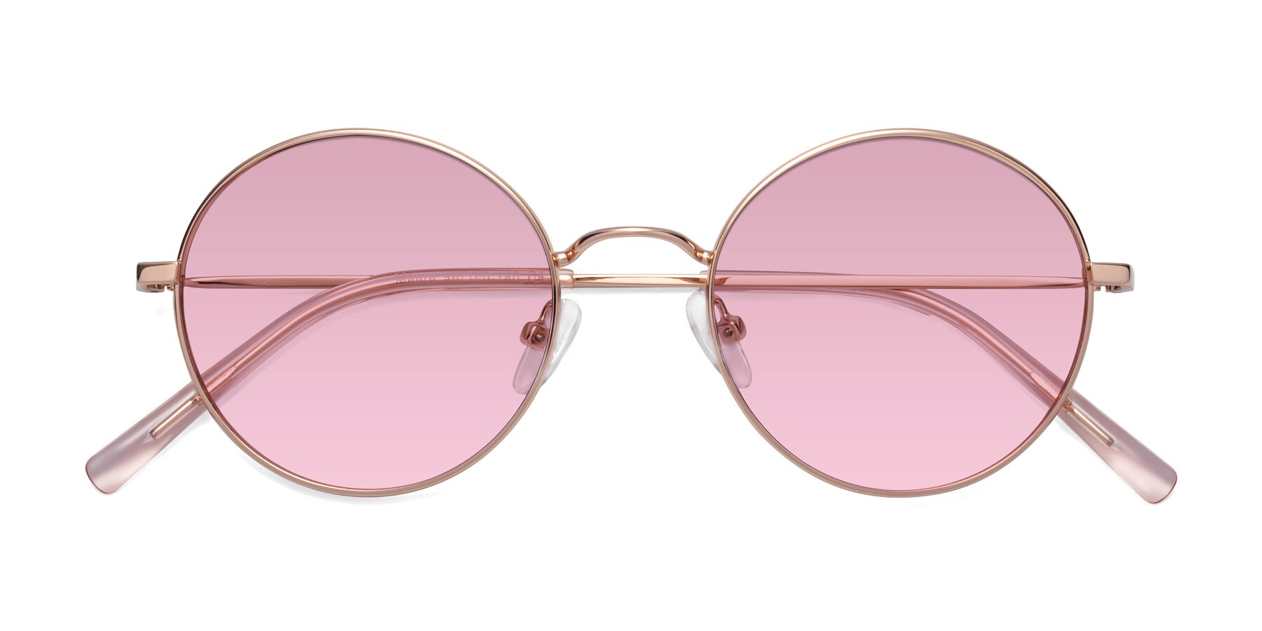 Folded Front of Moore in Rose Gold with Light Wine Tinted Lenses