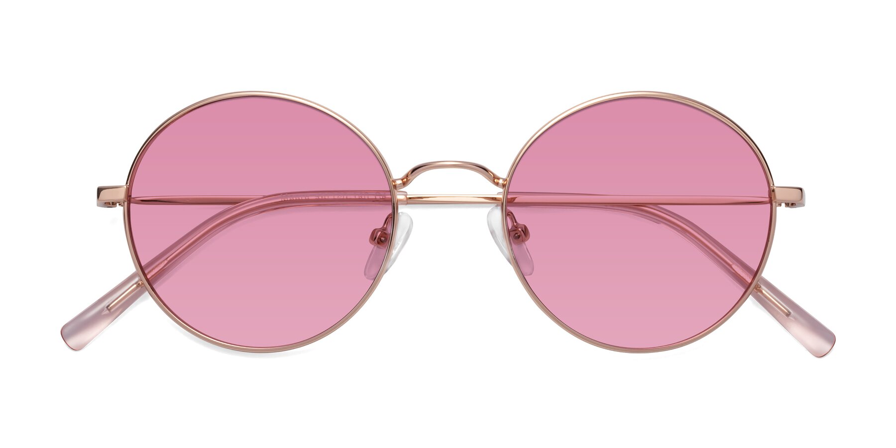 Folded Front of Moore in Rose Gold with Medium Wine Tinted Lenses