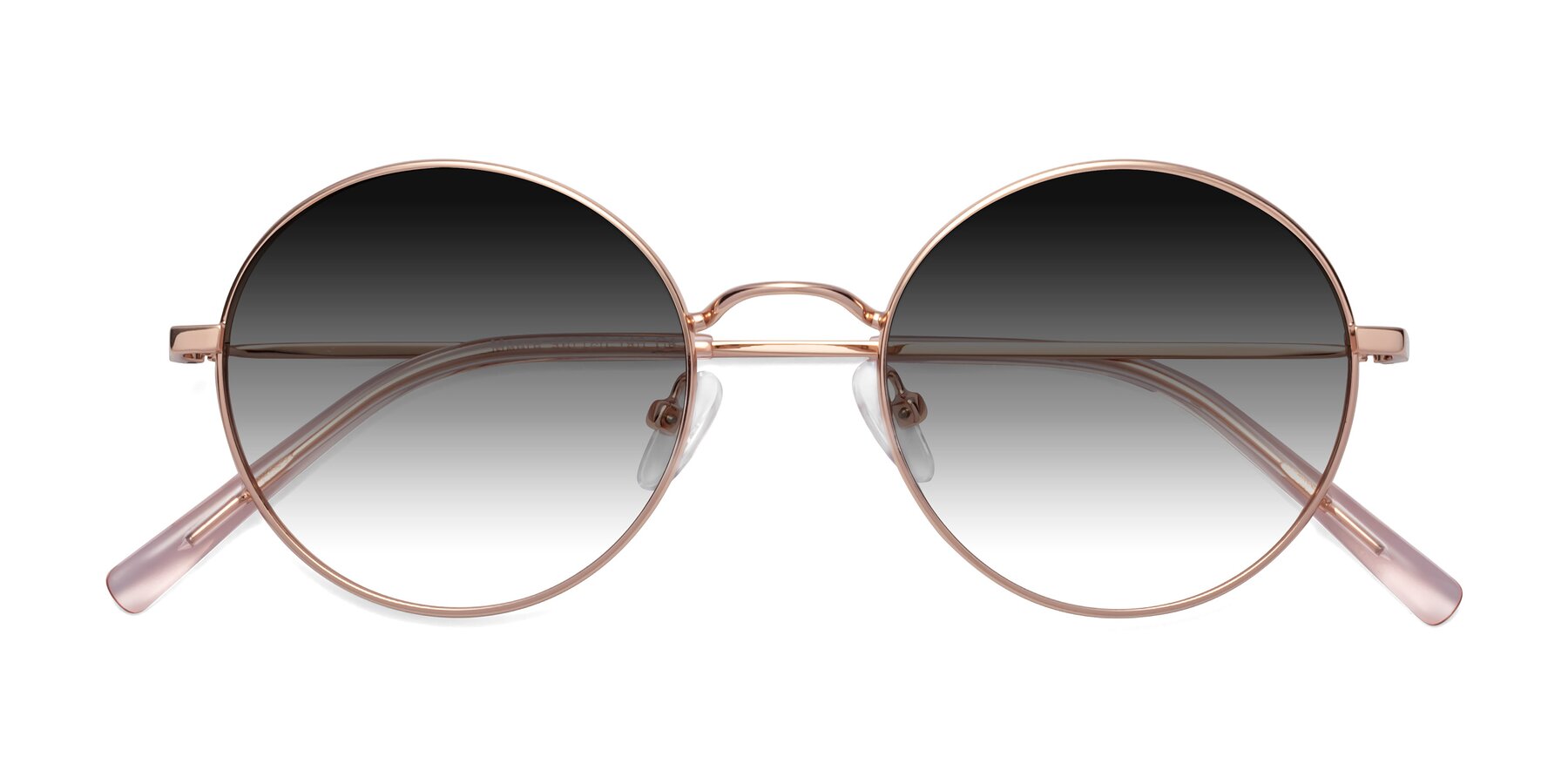 Folded Front of Moore in Rose Gold with Gray Gradient Lenses