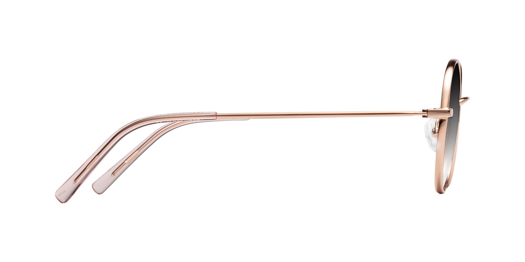 Side of Moore in Rose Gold with Gray Gradient Lenses