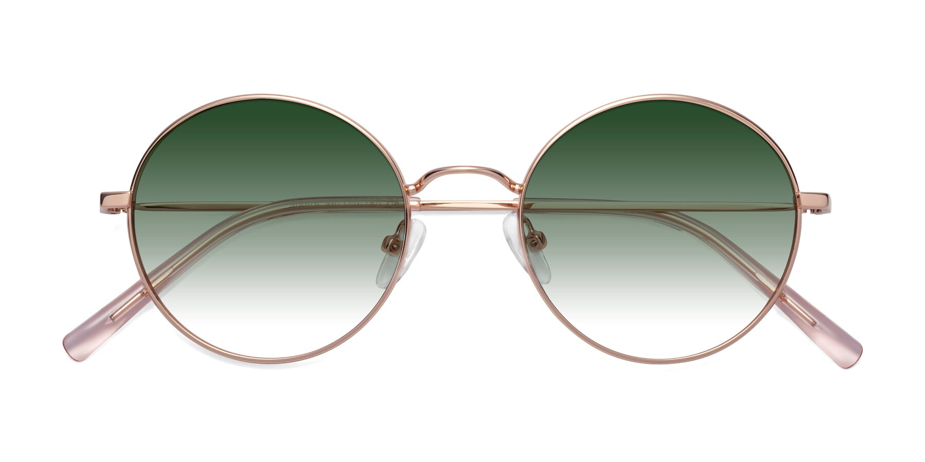 Folded Front of Moore in Rose Gold with Green Gradient Lenses