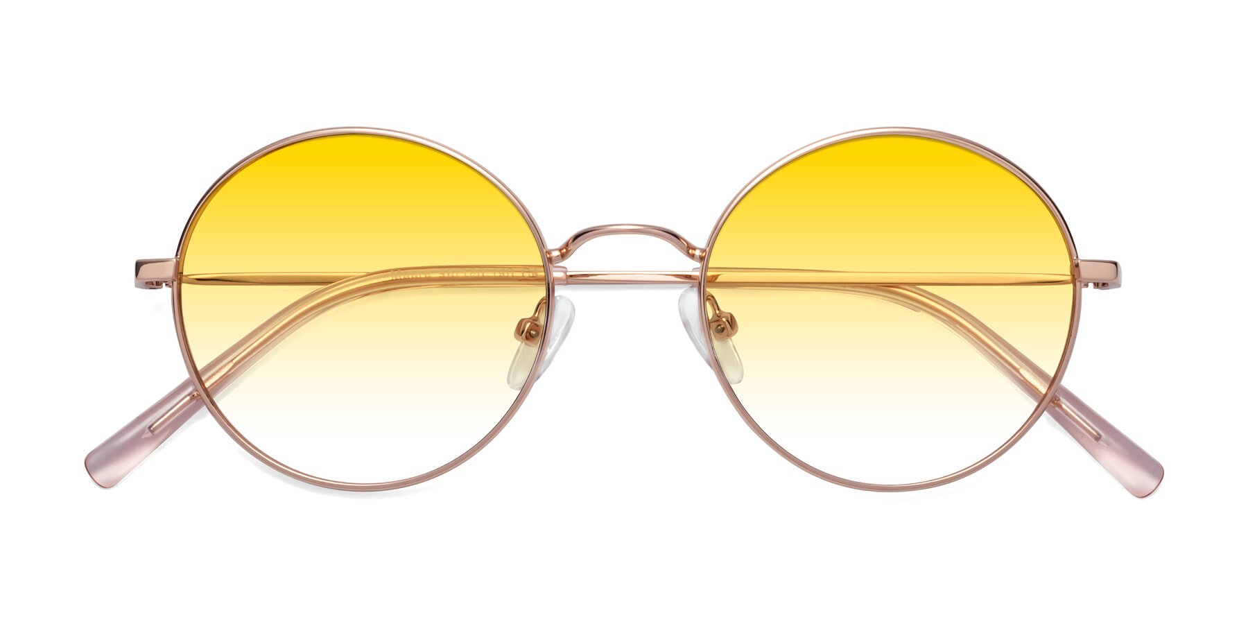 Folded Front of Moore in Rose Gold with Yellow Gradient Lenses