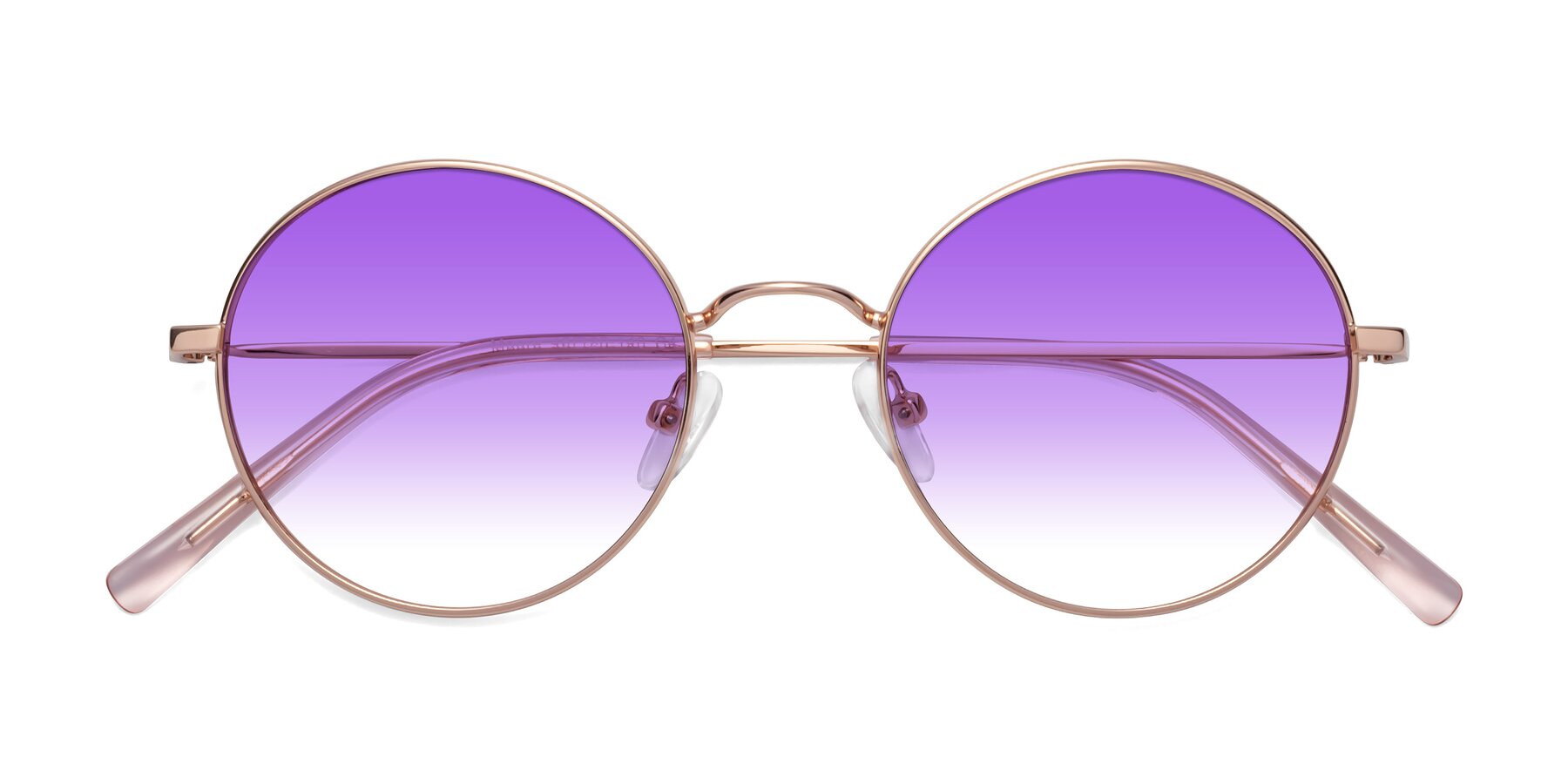 Folded Front of Moore in Rose Gold with Purple Gradient Lenses