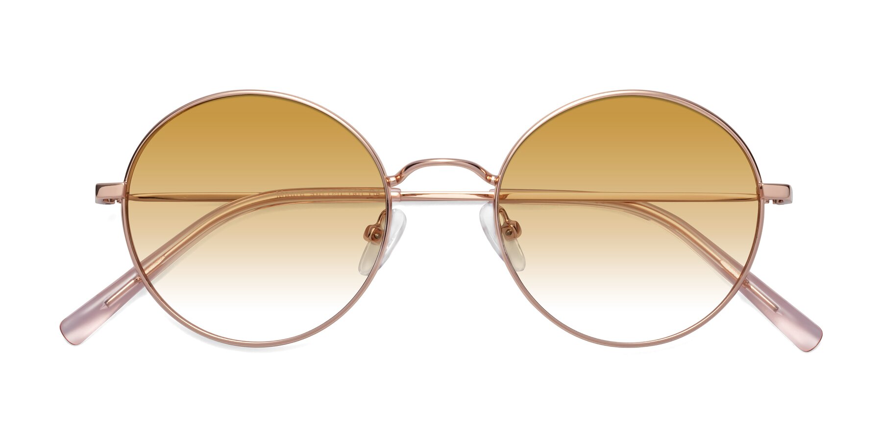 Folded Front of Moore in Rose Gold with Champagne Gradient Lenses