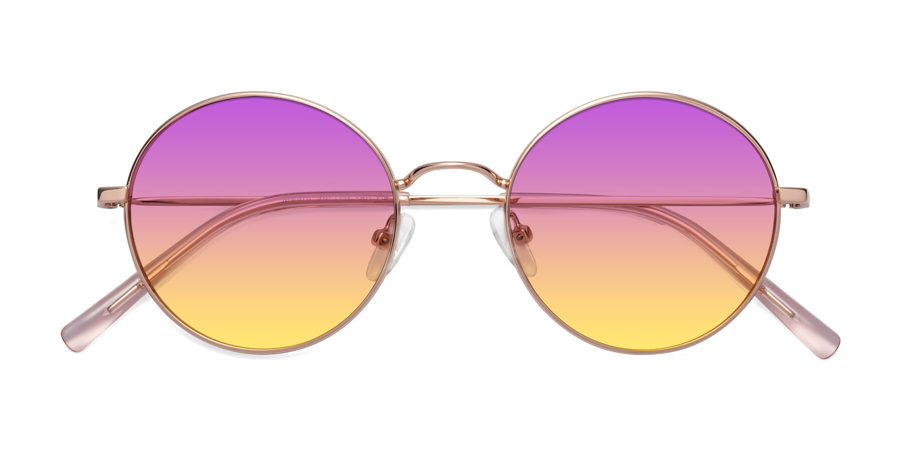Folded Front of Moore in Rose Gold with Purple / Yellow Gradient Lenses