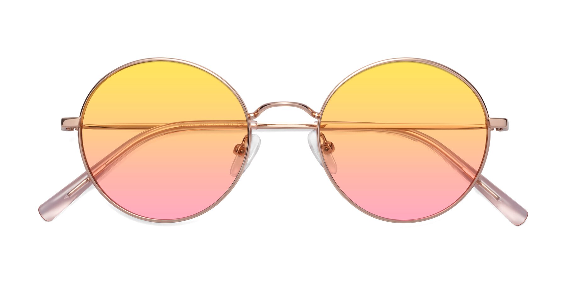 Folded Front of Moore in Rose Gold with Yellow / Pink Gradient Lenses
