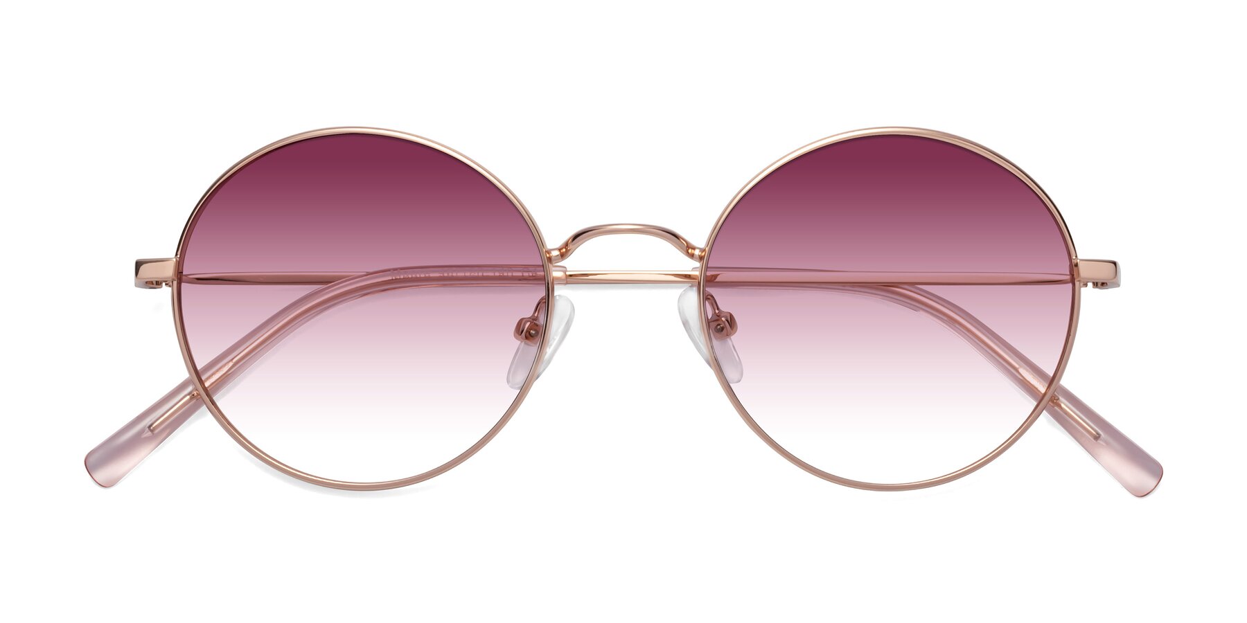 Folded Front of Moore in Rose Gold with Wine Gradient Lenses