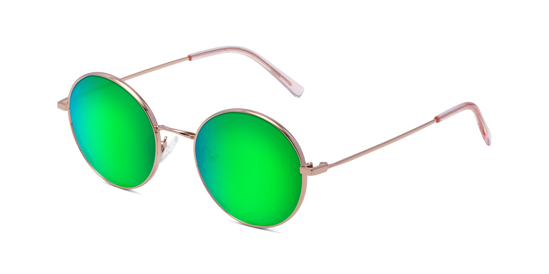 Angle of Moore in Rose Gold with Green Mirrored Lenses