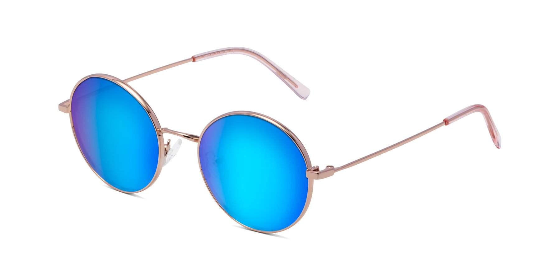 Angle of Moore in Rose Gold with Blue Mirrored Lenses