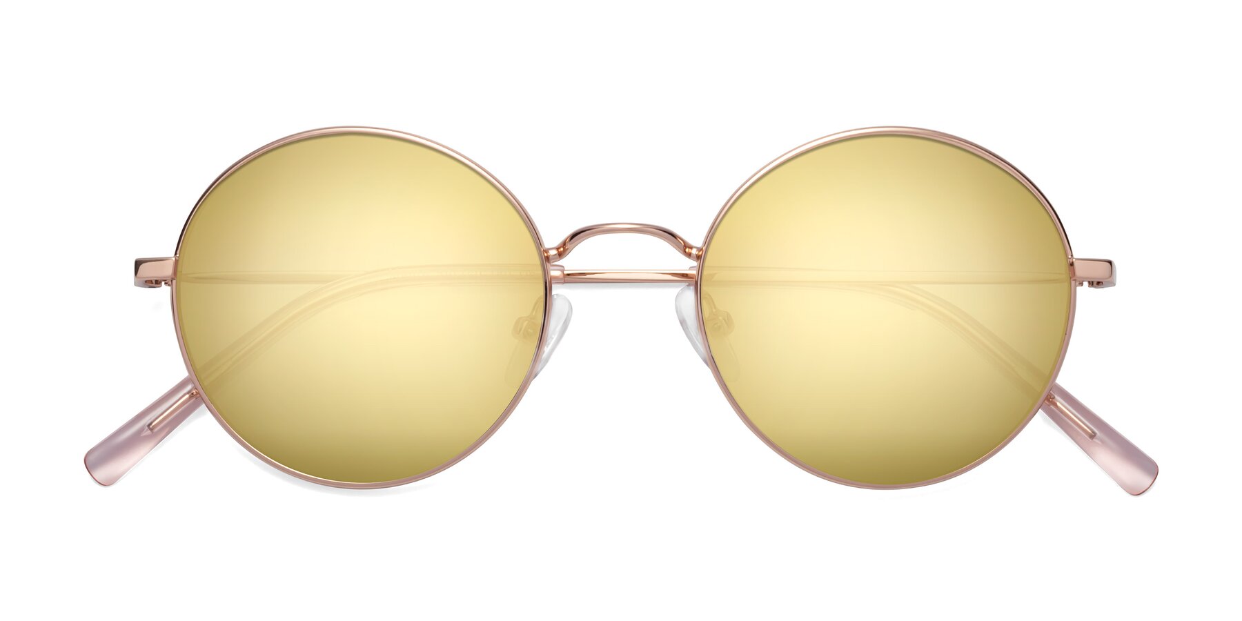Folded Front of Moore in Rose Gold with Gold Mirrored Lenses