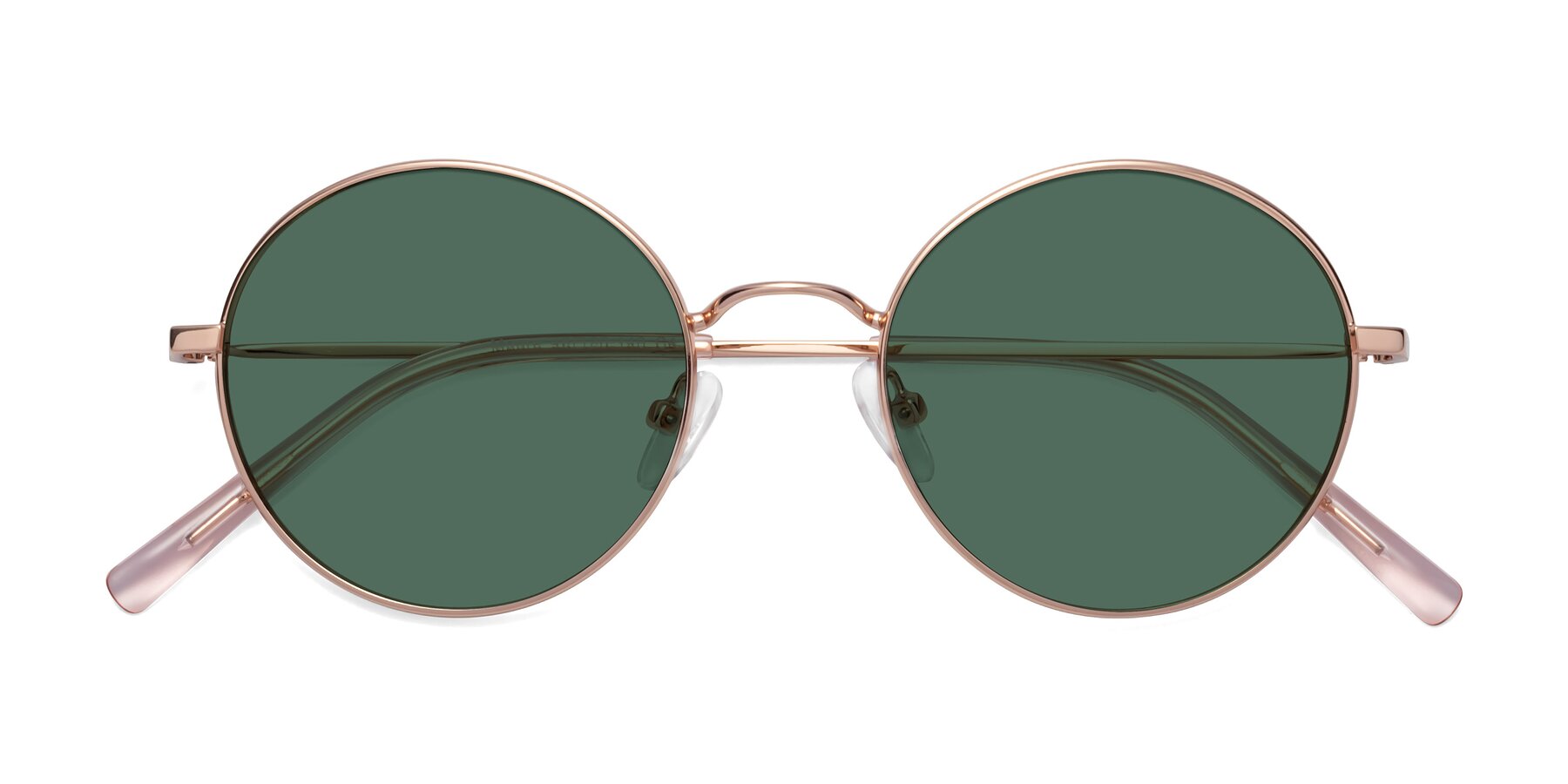 Folded Front of Moore in Rose Gold with Green Polarized Lenses