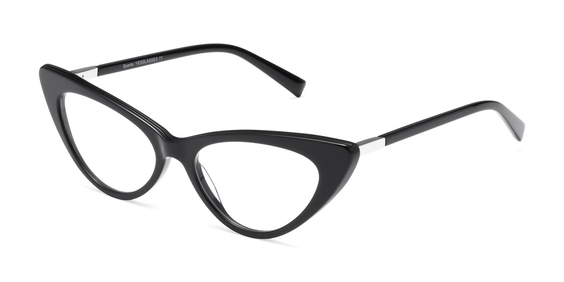 Angle of Sparks in Black with Clear Reading Eyeglass Lenses