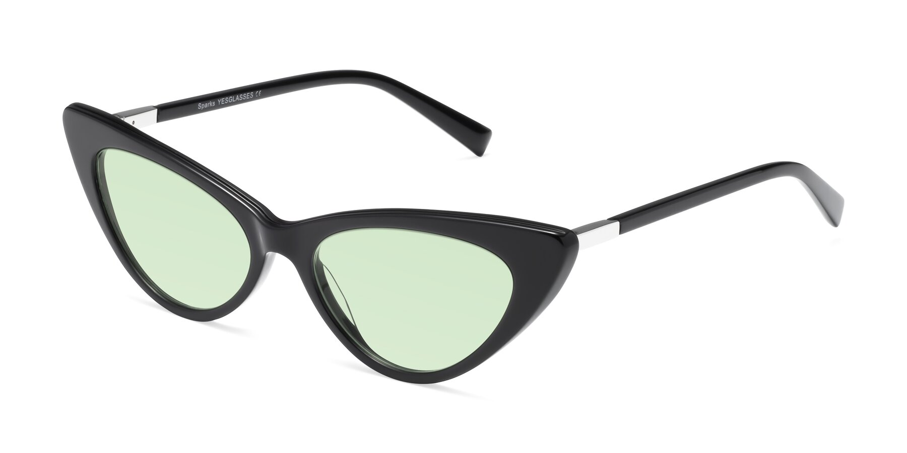 Angle of Sparks in Black with Light Green Tinted Lenses