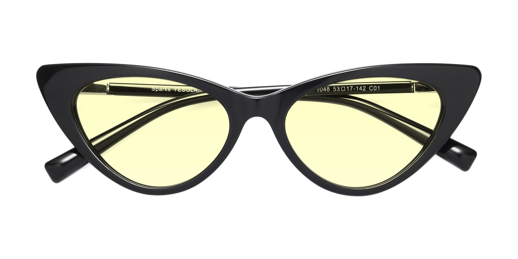Folded Front of Sparks in Black with Light Yellow Tinted Lenses